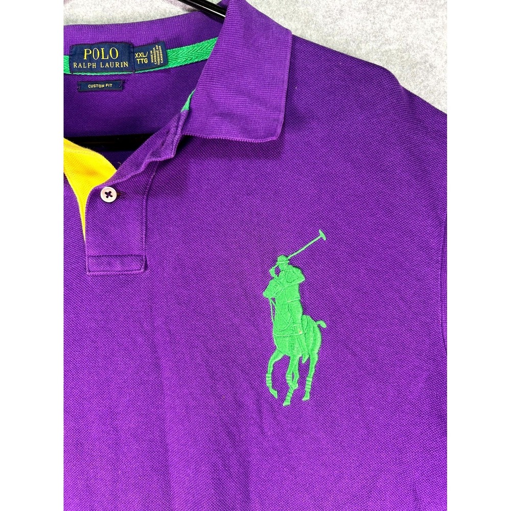 Stain* Polo Ralph Lauren Polo Shirt Mens 2XL Purple Custom Fit Golf Performance